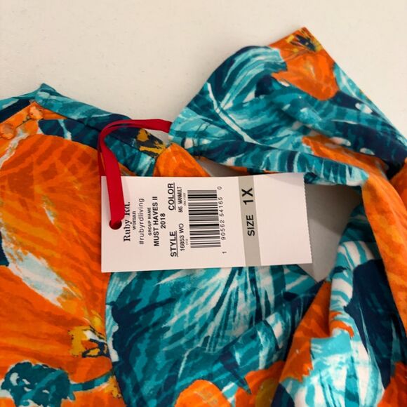 Ruby Rd Blouse Women's 1X Round Neck Floral Colorful Artsy Top Shirt NWT - Picture 10 of 10